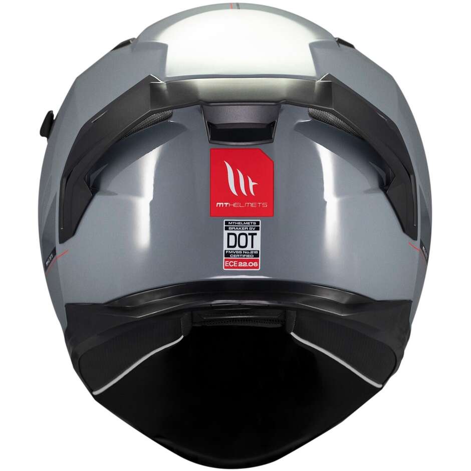 Casque moto intégral Mt Helmets BRAKER SV SOLID A12 Gris brillant