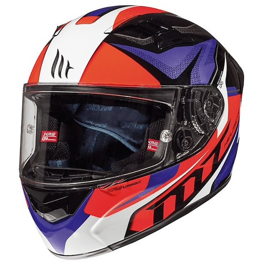 Casque moto intégral MT Helmets KRE en fibre G2 LookOut Red Fluo