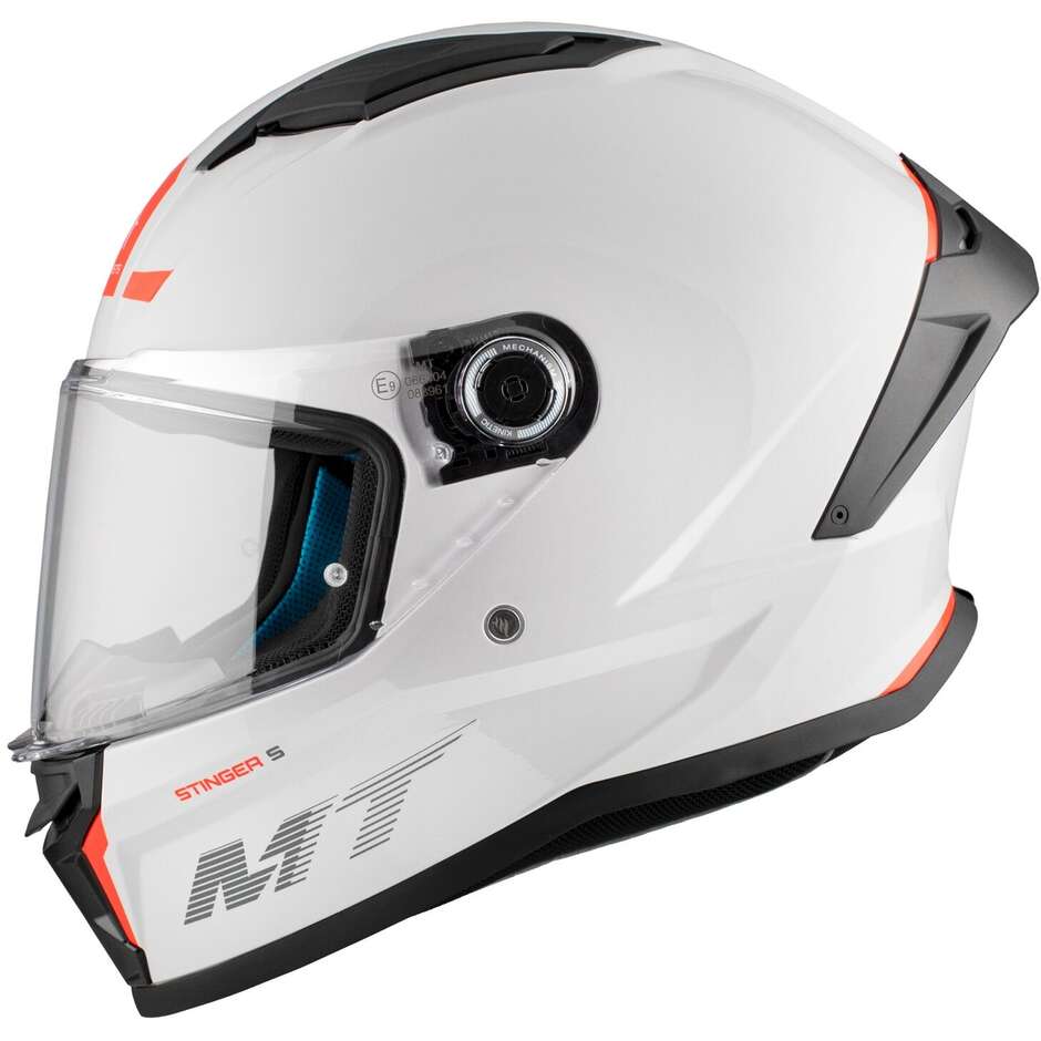 Casque moto intégral Mt Helmets STINGER 2 SOLID A0, blanc nacré brillant