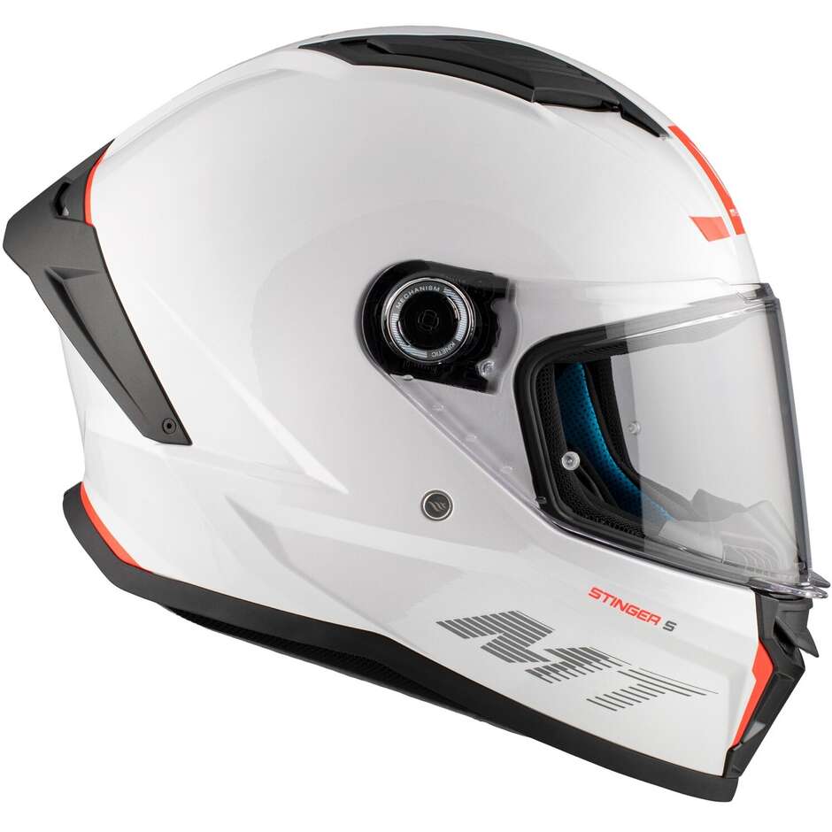 Casque moto intégral Mt Helmets STINGER 2 SOLID A0, blanc nacré brillant