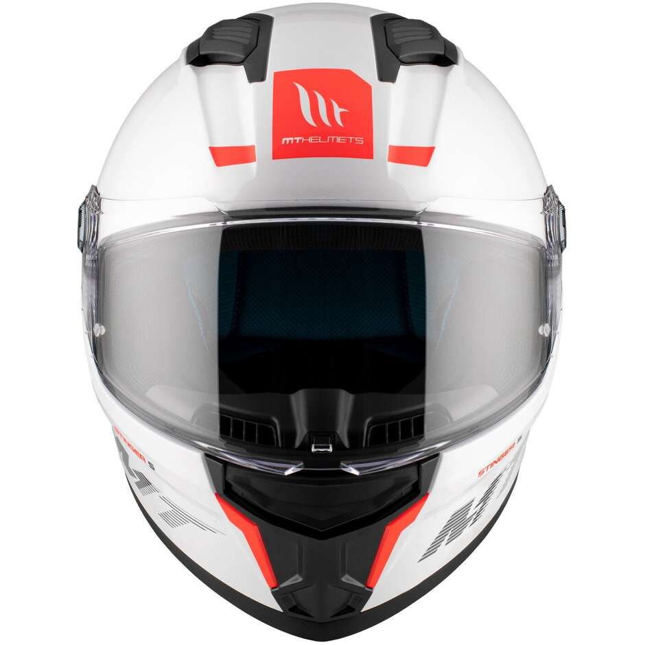 Casque moto intégral Mt Helmets STINGER 2 SOLID A0, blanc nacré brillant