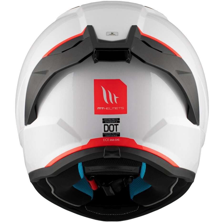 Casque moto intégral Mt Helmets STINGER 2 SOLID A0, blanc nacré brillant