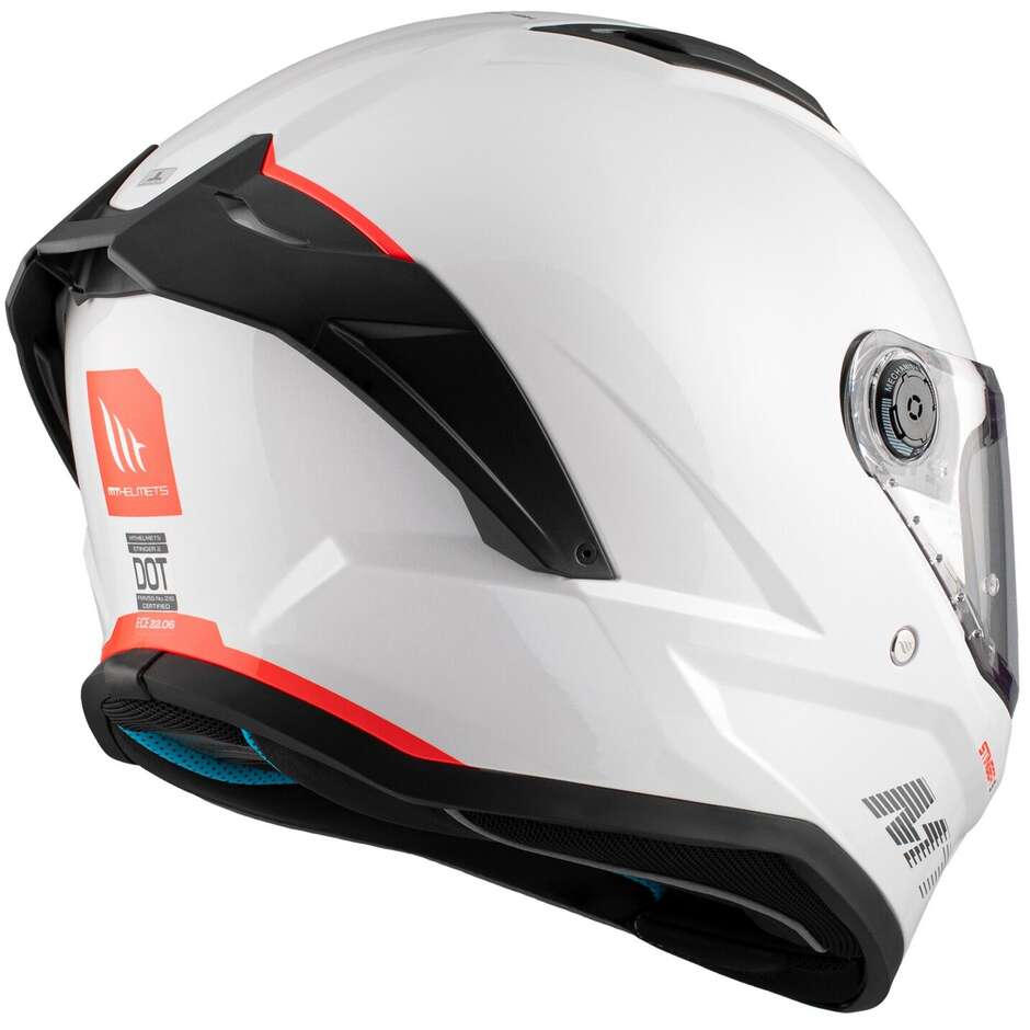 Casque moto intégral Mt Helmets STINGER 2 SOLID A0, blanc nacré brillant