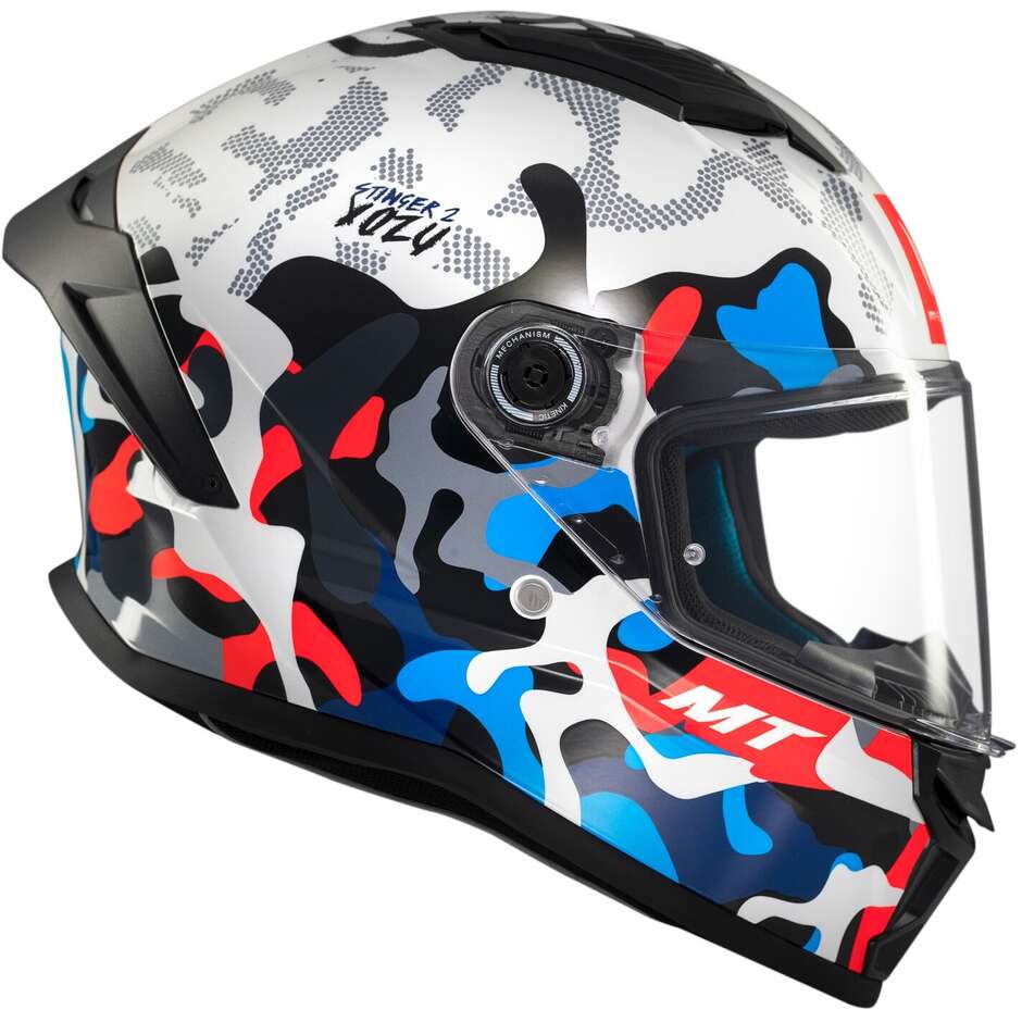 Casque moto intégral Mt Helmets STINGER 2 YOZU A7, finition brillante
