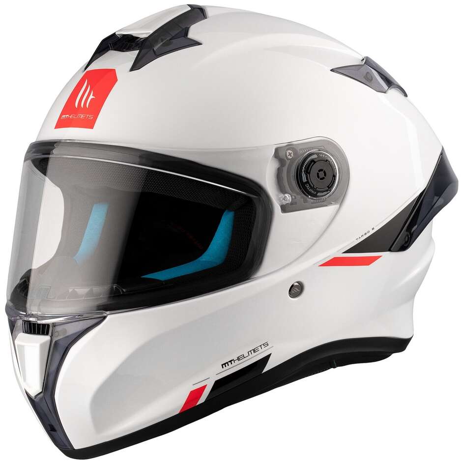 Casque moto intégral MT TARGO S SOLID A0, blanc nacré brillant