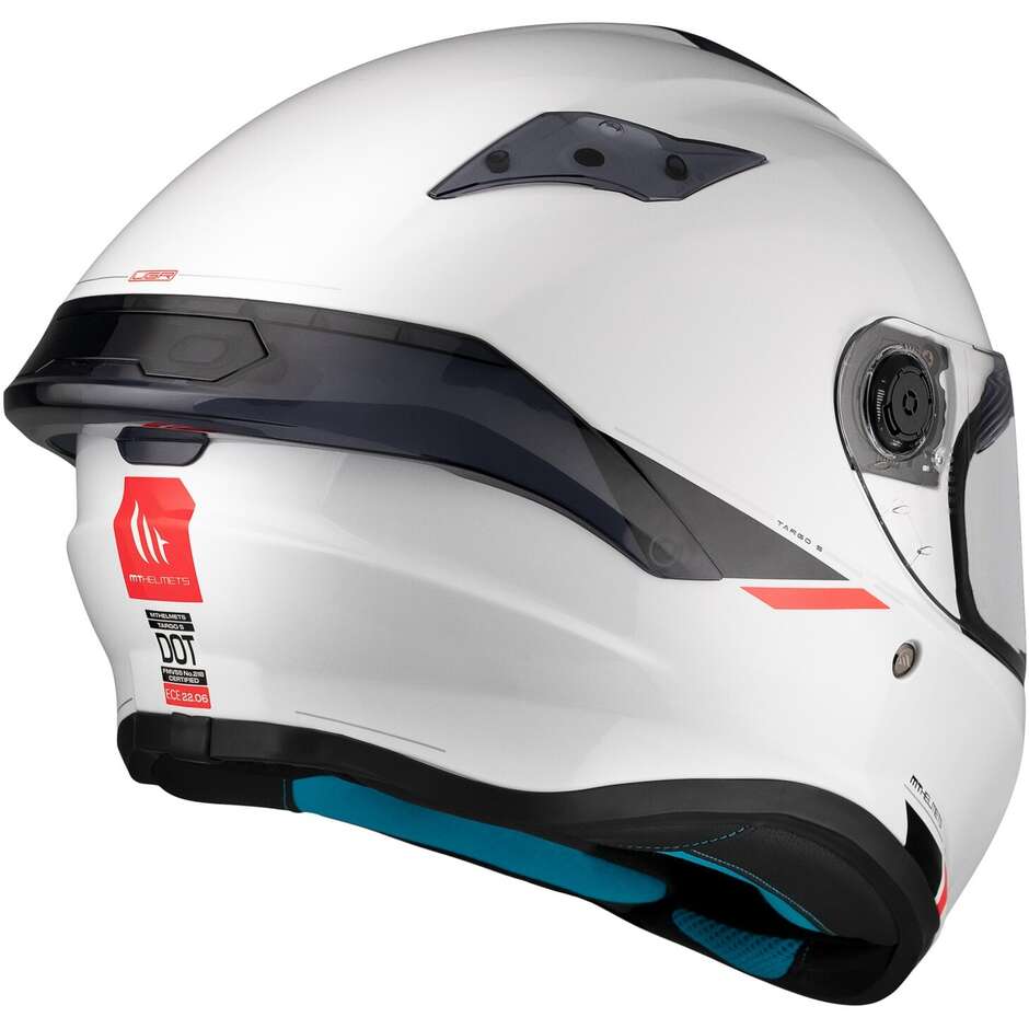 Casque moto intégral MT TARGO S SOLID A0, blanc nacré brillant