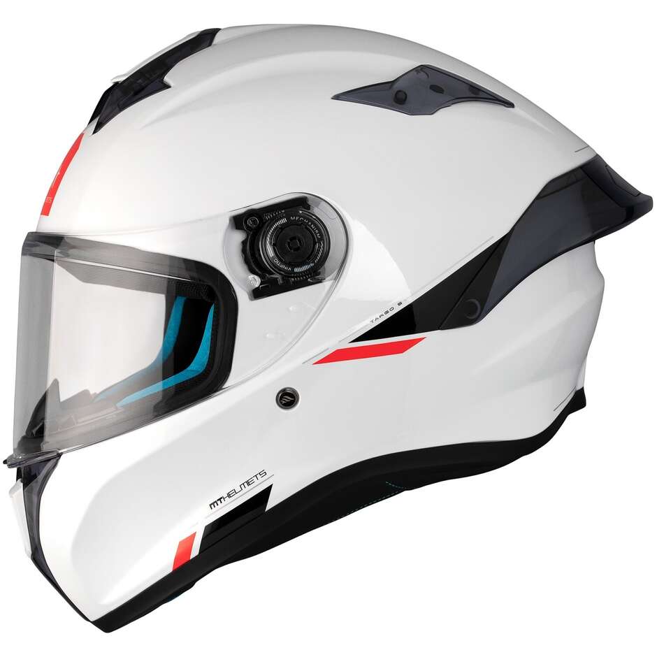 Casque moto intégral MT TARGO S SOLID A0, blanc nacré brillant