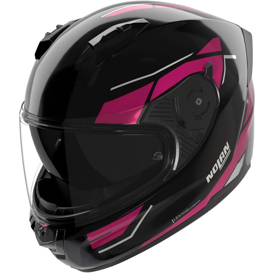 Casque moto intégral Nolan N60-6 SINCRONO 354, noir brillant fuchsia