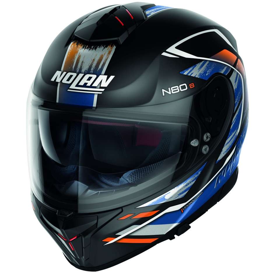 Casque Moto Intégral Nolan N80.8 THUNDERBOLT N-Com 030 Orange Bleu Opaque