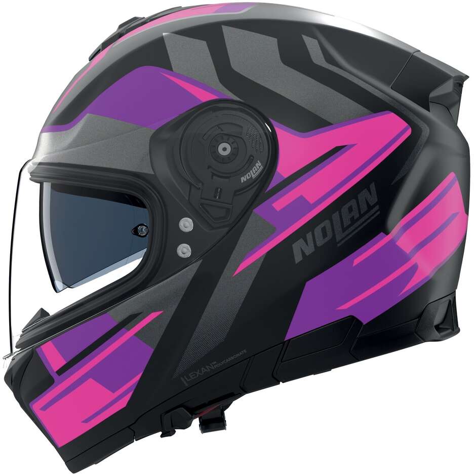 Casque moto intégral Nolan N80-8 TRITTICO 358, noir, fuchsia, anthracite, mat