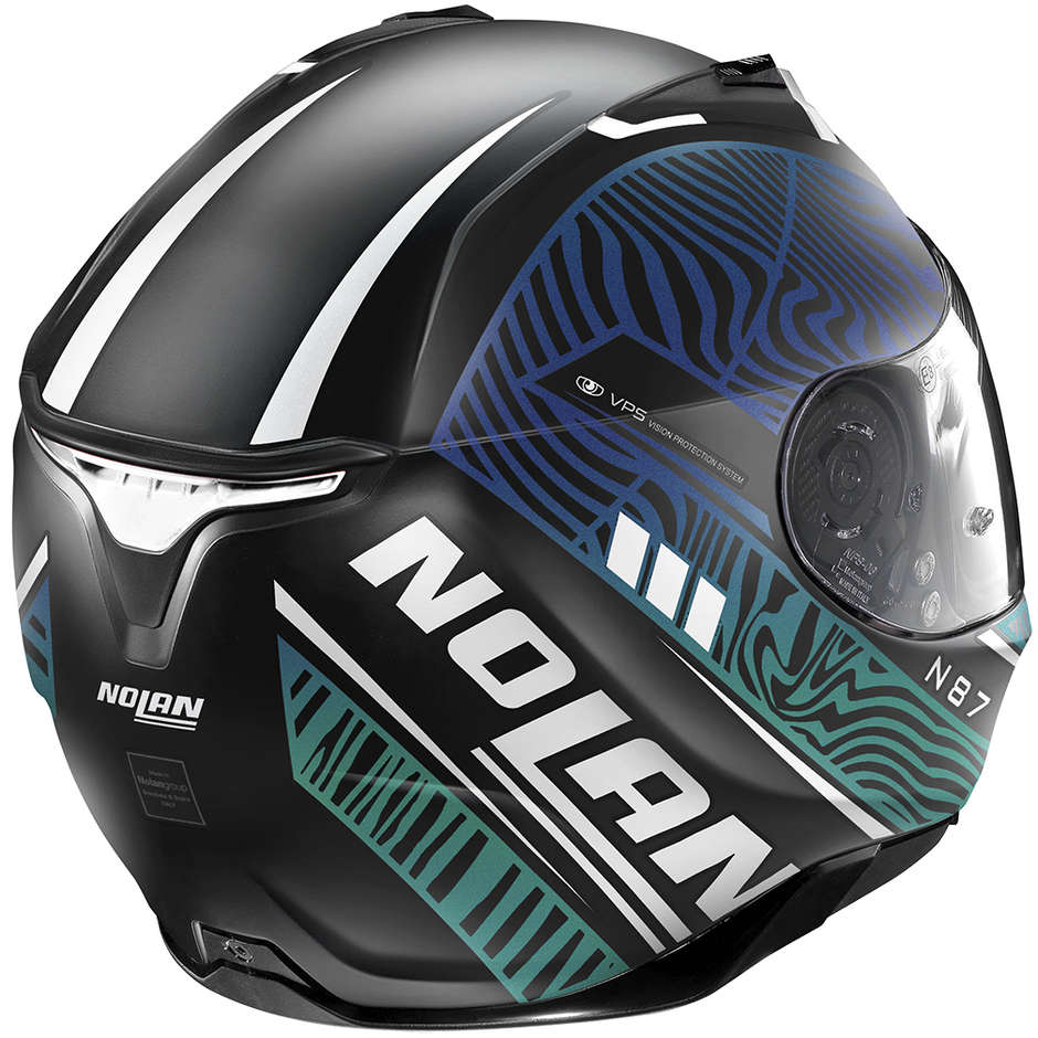 Casque Moto Intégral Nolan N87 SIOUX N-Com 107 Noir Mat Vert Bleu
