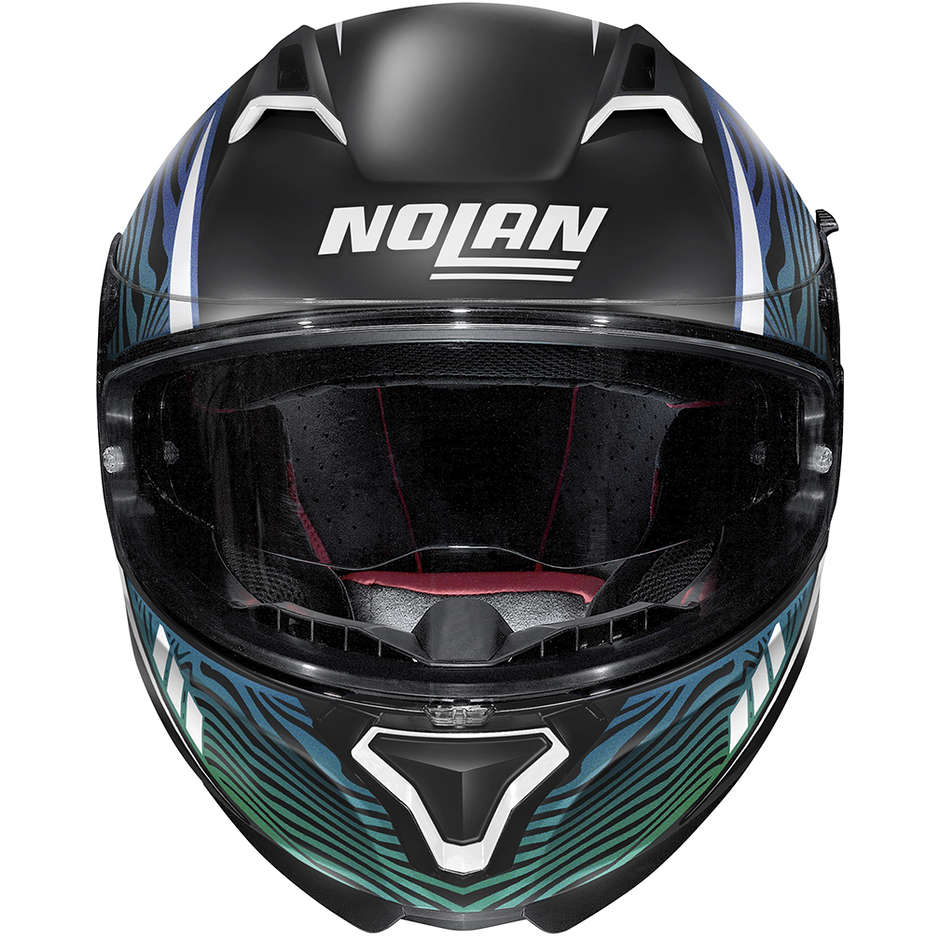 Casque Moto Intégral Nolan N87 SIOUX N-Com 107 Noir Mat Vert Bleu