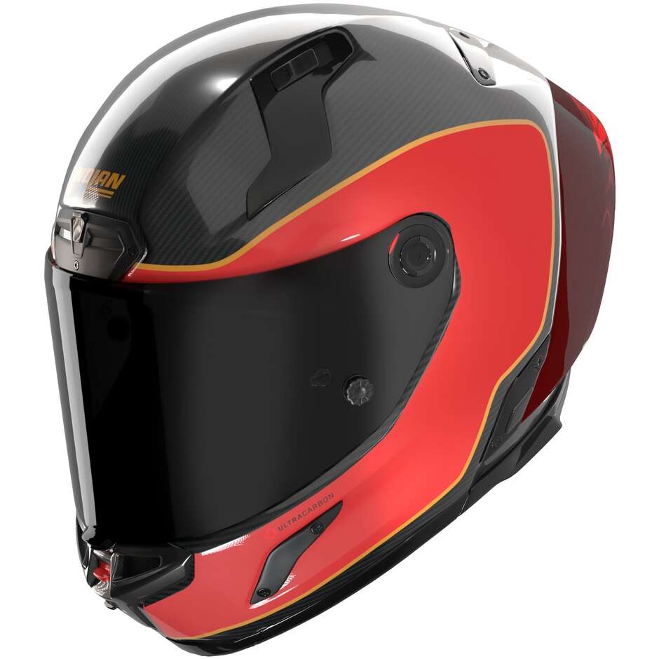 Casque moto intégral Nolan X-804 RS UC ASSO DI PICCHE 356, sable rouge brillant, carbone