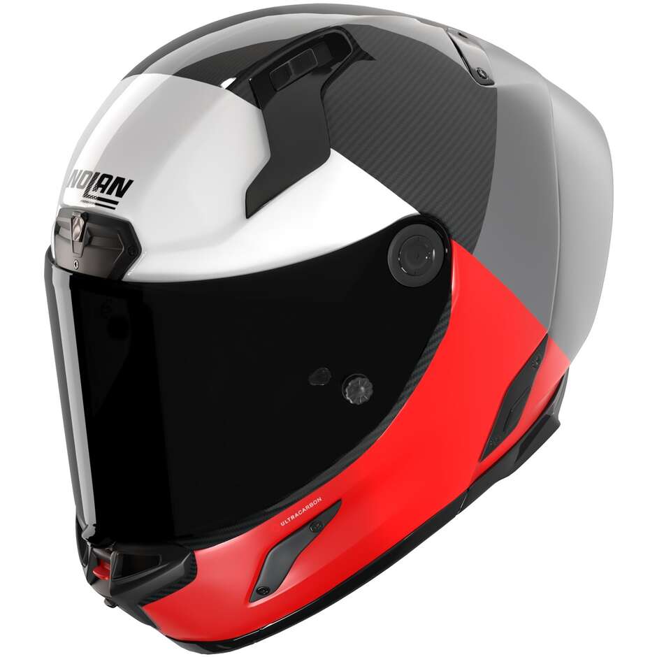 Casque moto intégral Nolan X-804 RS UC BLOCK 369 Carbone Gris Lave Rouge Blanc Brillant