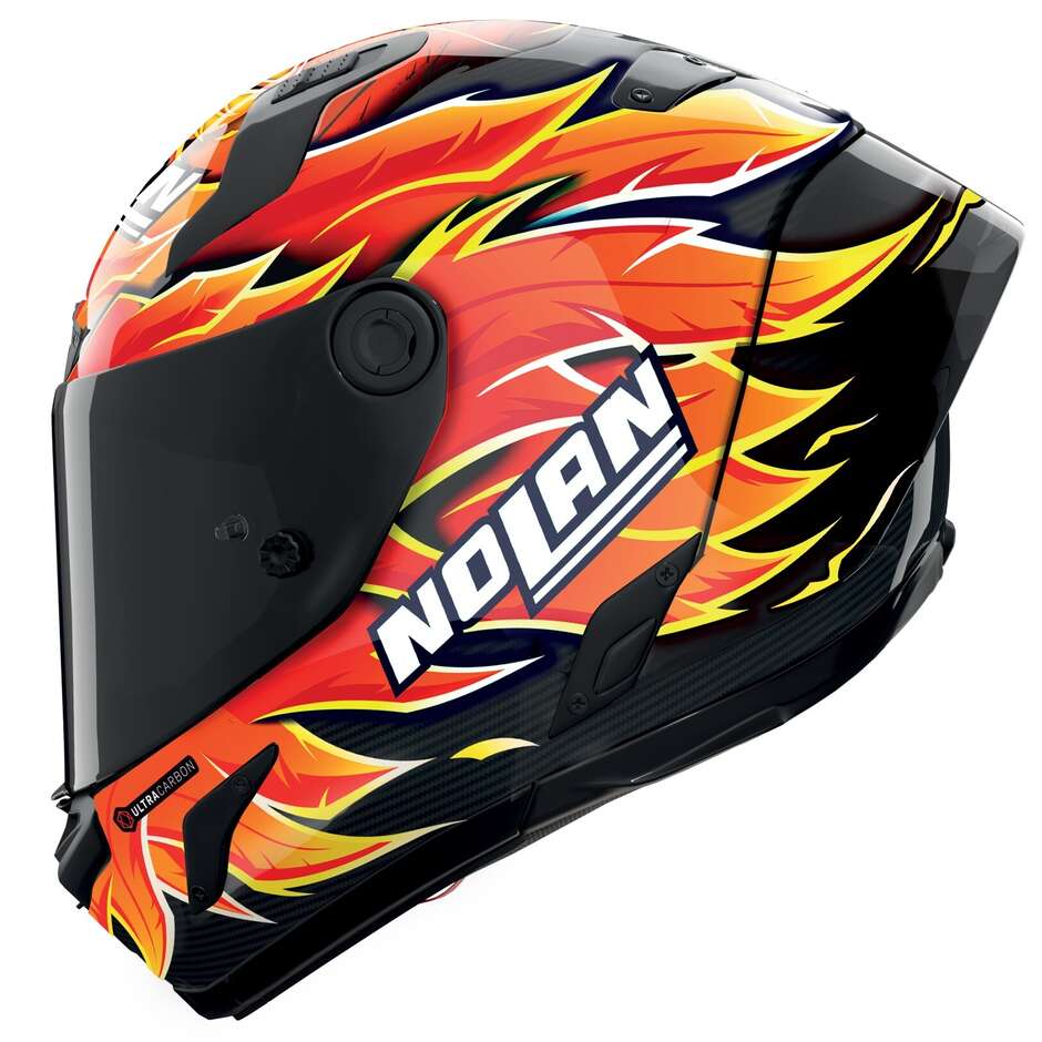 Casque moto intégral Nolan X-804 RS UC REPLICA IANNONE 368 Carbone Rouge Orange Jaune Brillant