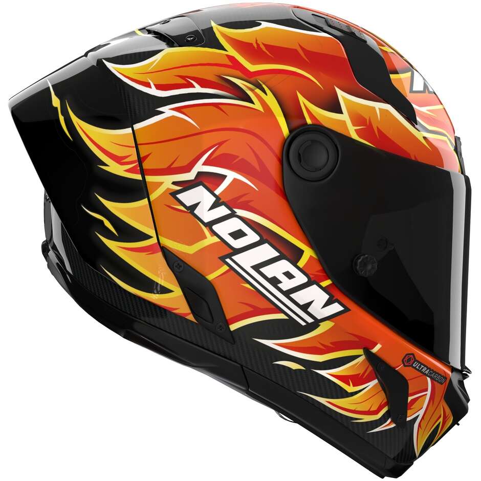 Casque moto intégral Nolan X-804 RS UC REPLICA IANNONE 368 Carbone Rouge Orange Jaune Brillant