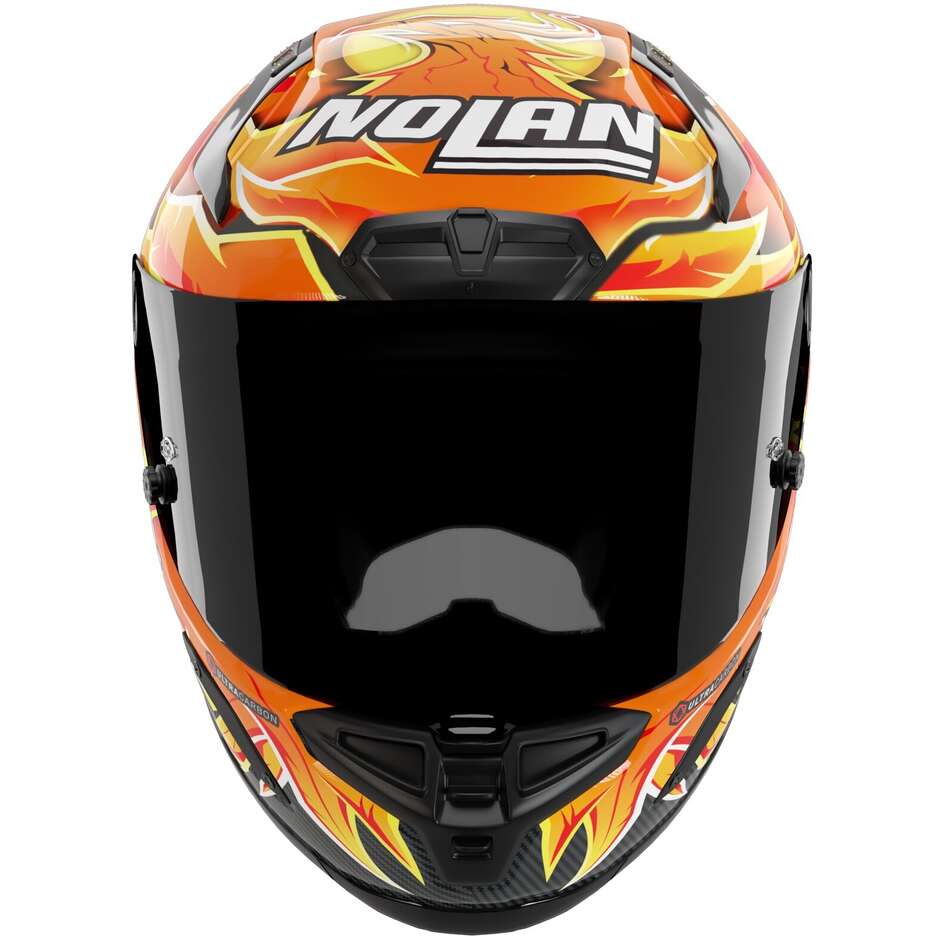 Casque moto intégral Nolan X-804 RS UC REPLICA IANNONE 368 Carbone Rouge Orange Jaune Brillant