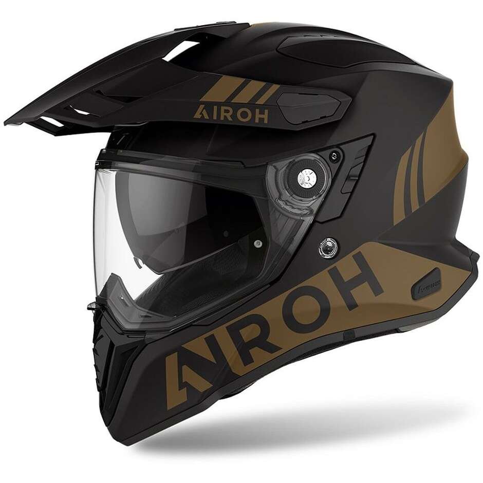 Casque Moto Intégral On-Off Touring Airoh COMMANDER Or Mat