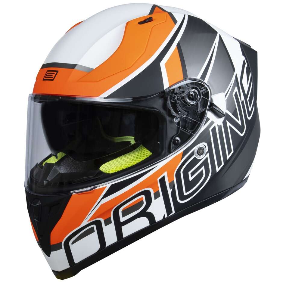 Casque Moto Intégral Origin STRADA Competition Fluo Orange Blanc Mat