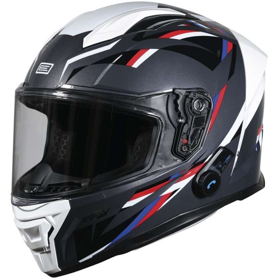 Casque moto intégral ORIGINE PISTA + BT MESH avec interphone intégré Blanc COOL Gris 22.06