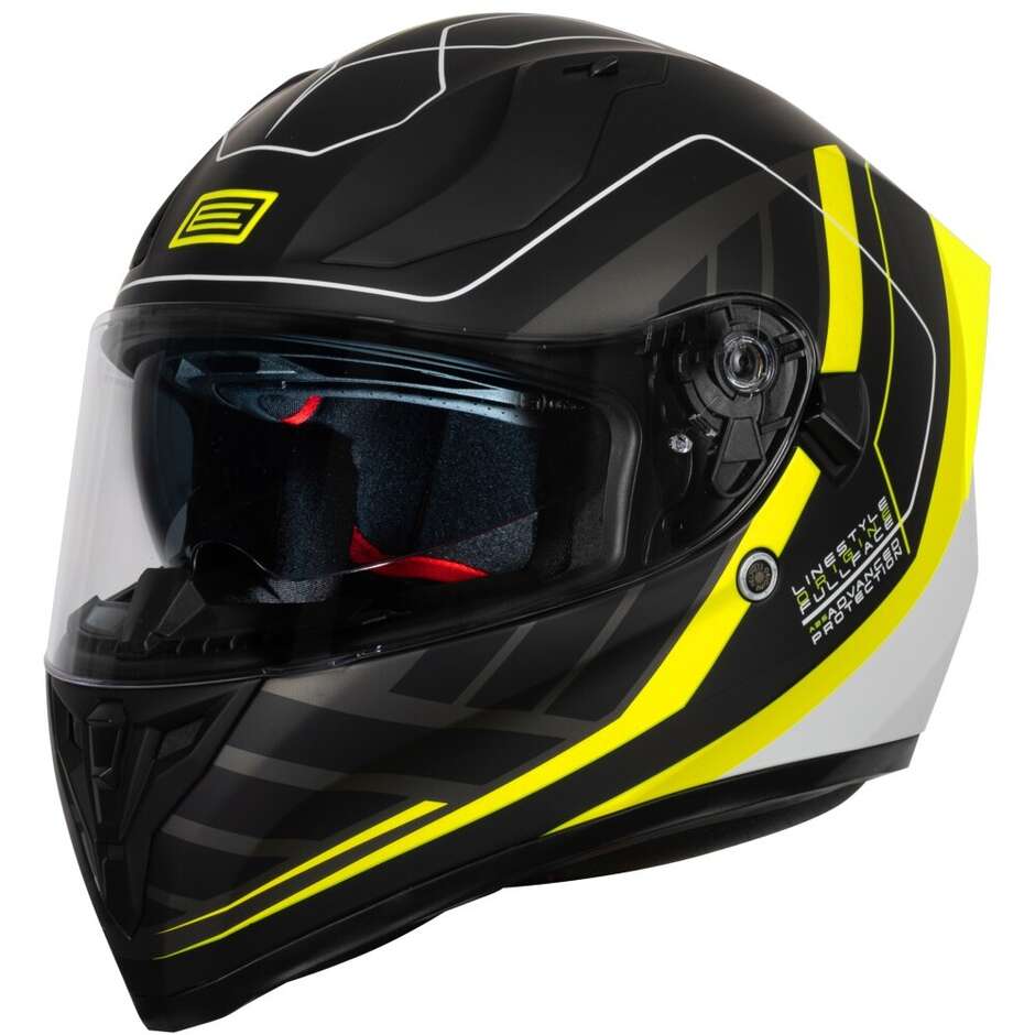 Casque moto intégral ORIGINE STRADA LINESTYLE Jaune fluo Noir mat 22.06