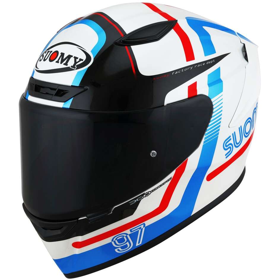 Casque Moto Intégral Racing Suomy TRACK-1 NINETY SEVEN Blanc Rouge