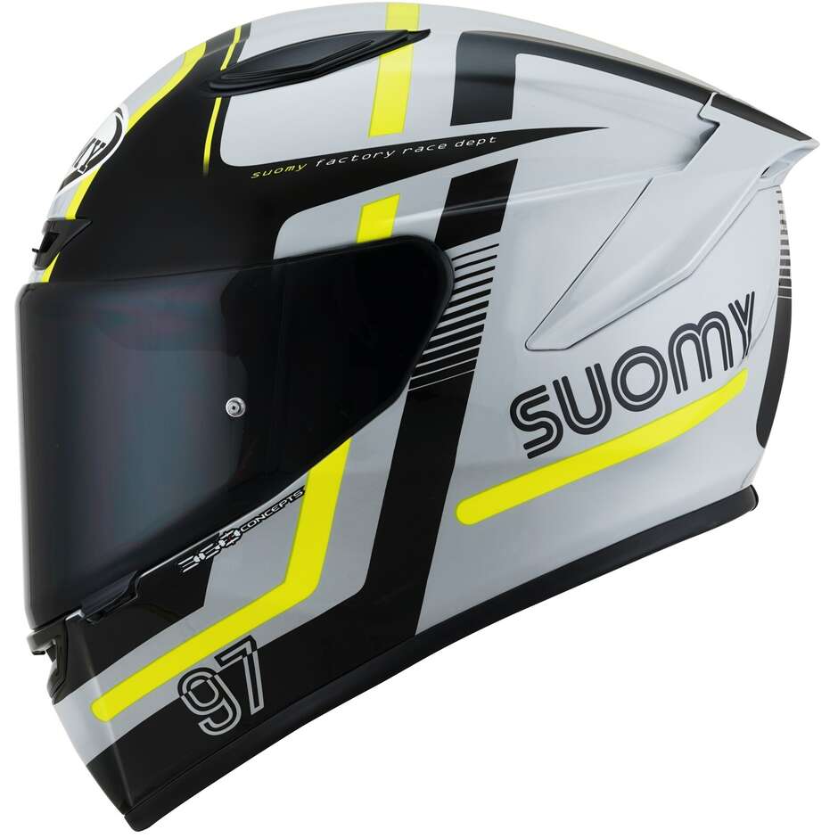 Casque Moto Intégral Racing Suomy TRACK-1 NINETY SEVEN Gris Jaune