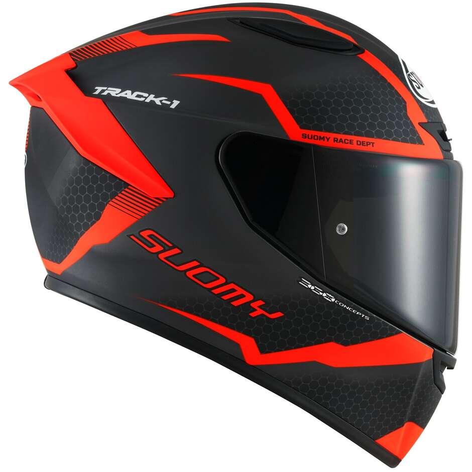 Casque Moto Intégral Racing Suomy TRACK-1 REACTION Mat Anthracite Rouge