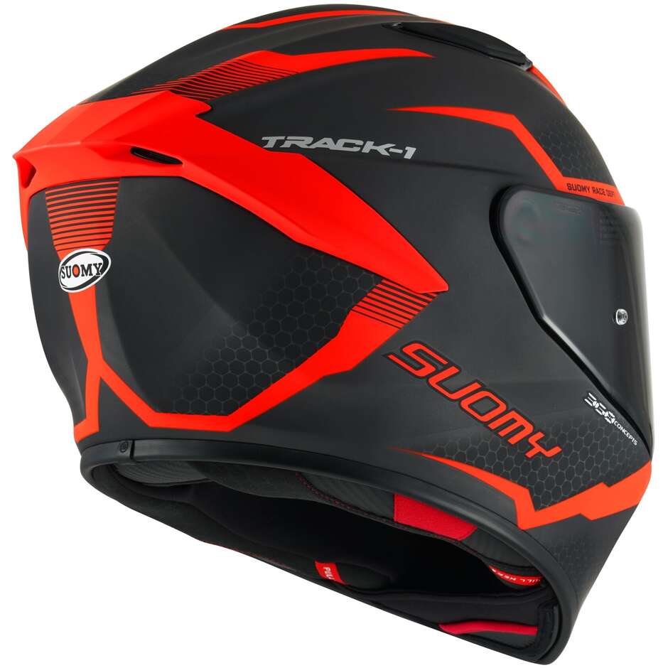 Casque Moto Intégral Racing Suomy TRACK-1 REACTION Mat Anthracite Rouge