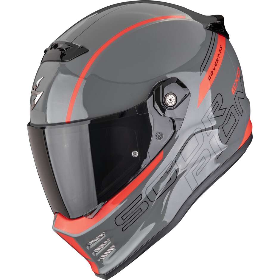 Casque moto intégral Scorpion COVERT-FX DANKO Gris Rouge