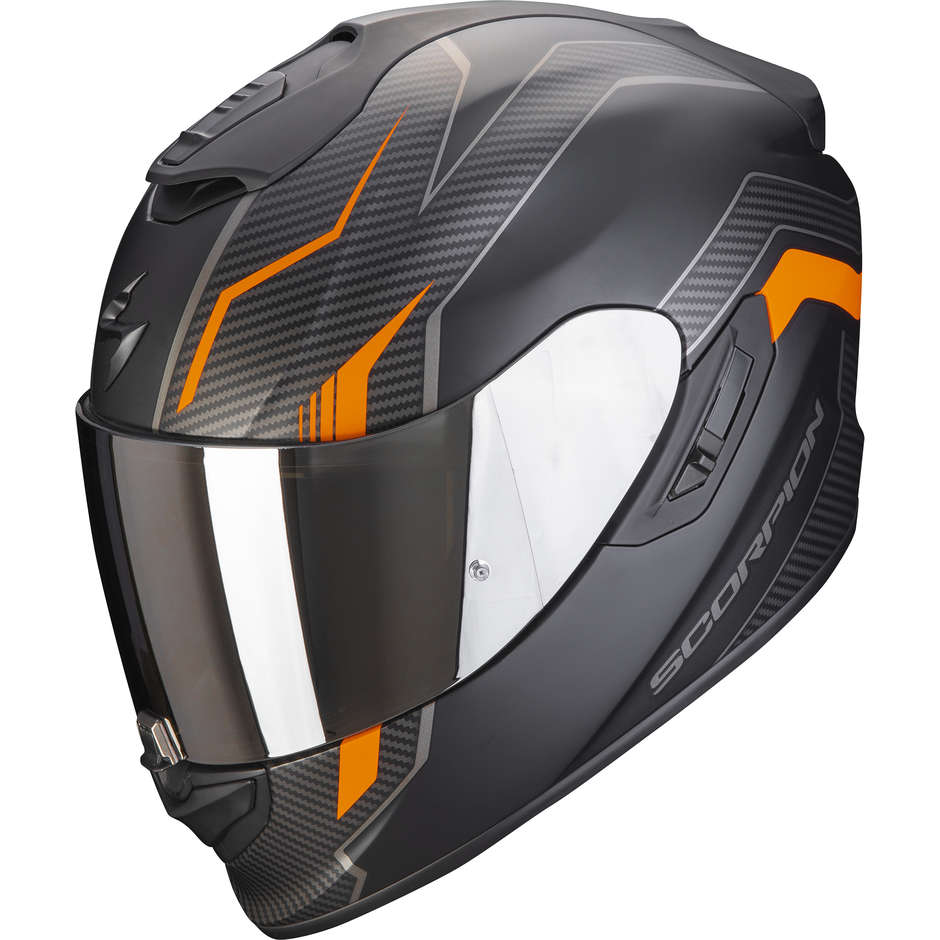 Casque Moto Intégral Scorpion EXO-1400 AIR FORTUNA Noir Mat Orange