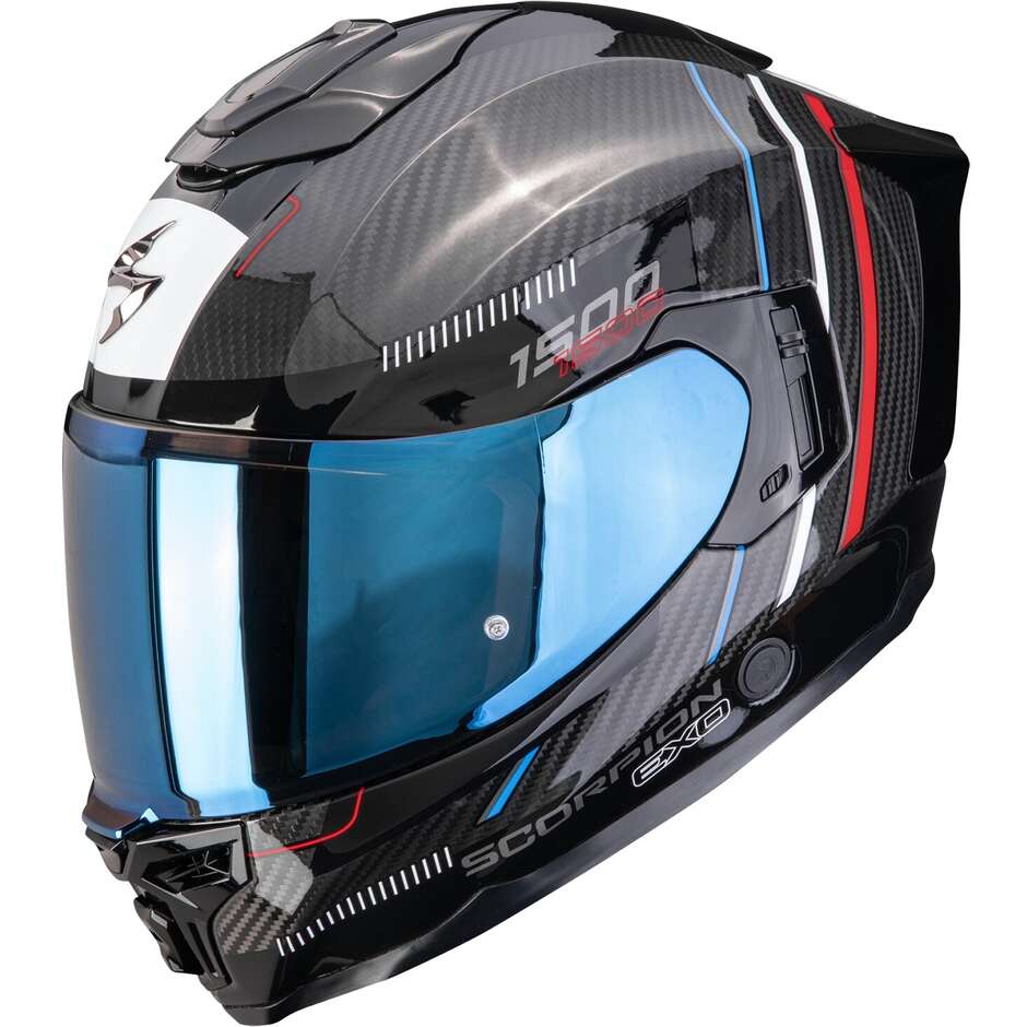 Casque moto intégral Scorpion EXO-1500 CARBON AIR ZITY Noir Rouge Bleu