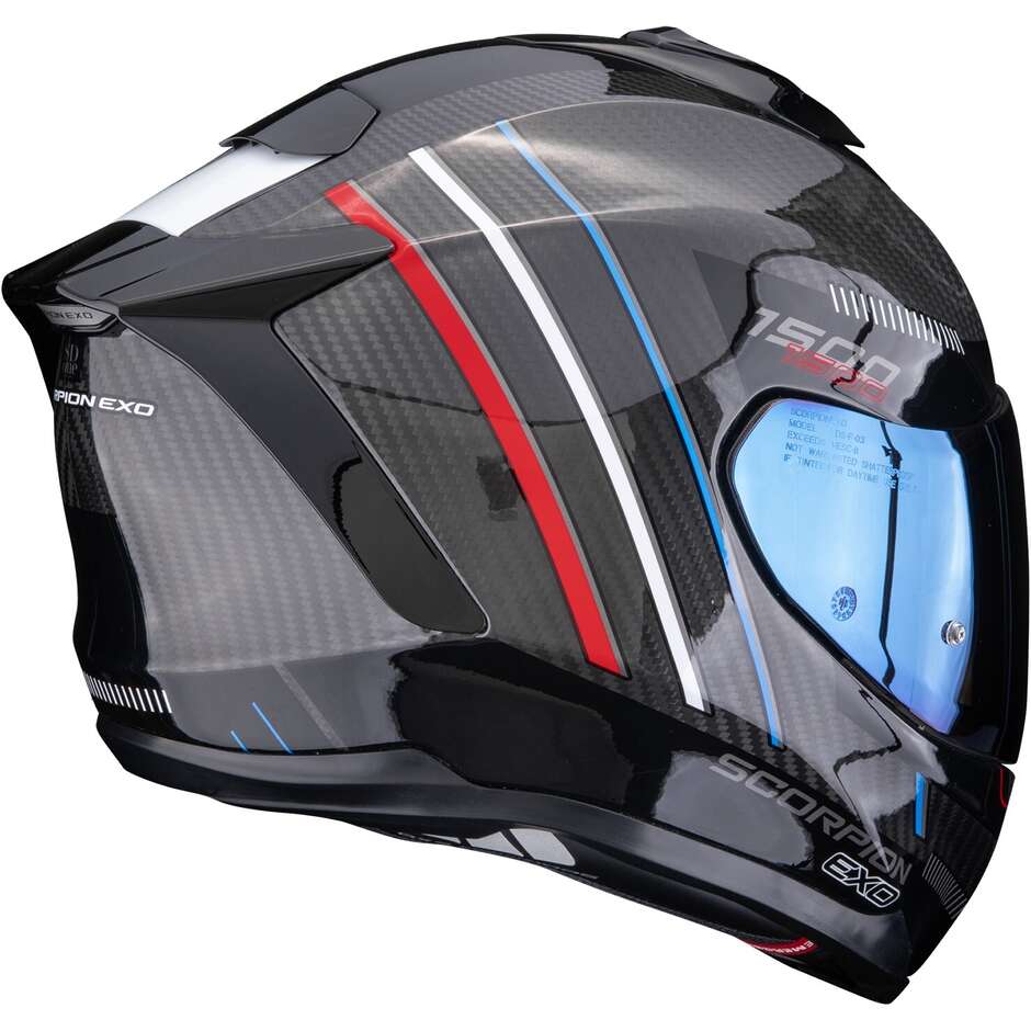 Casque moto intégral Scorpion EXO-1500 CARBON AIR ZITY Noir Rouge Bleu
