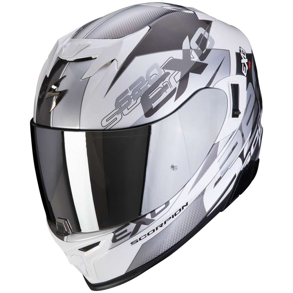 Casque Moto Intégral Scorpion EXO-520 AIR COVER Blanc Argent
