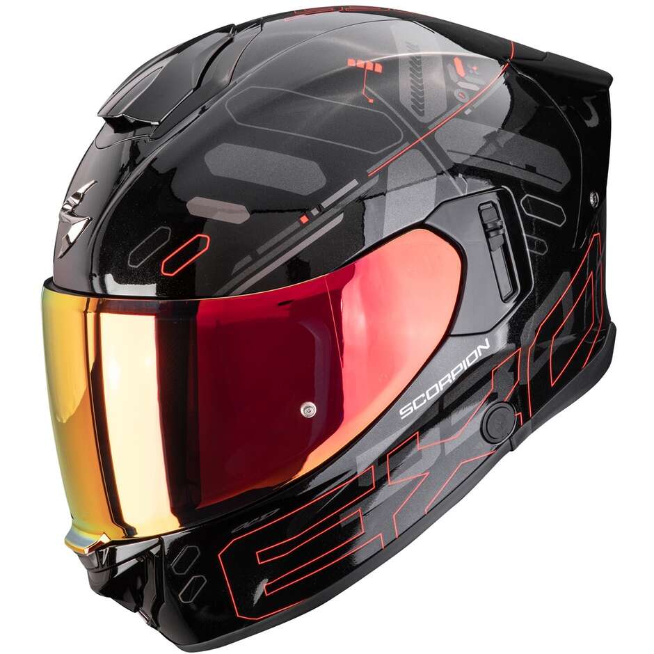 Casque moto intégral Scorpion EXO-530 AIR FOND Noir métallisé Rouge