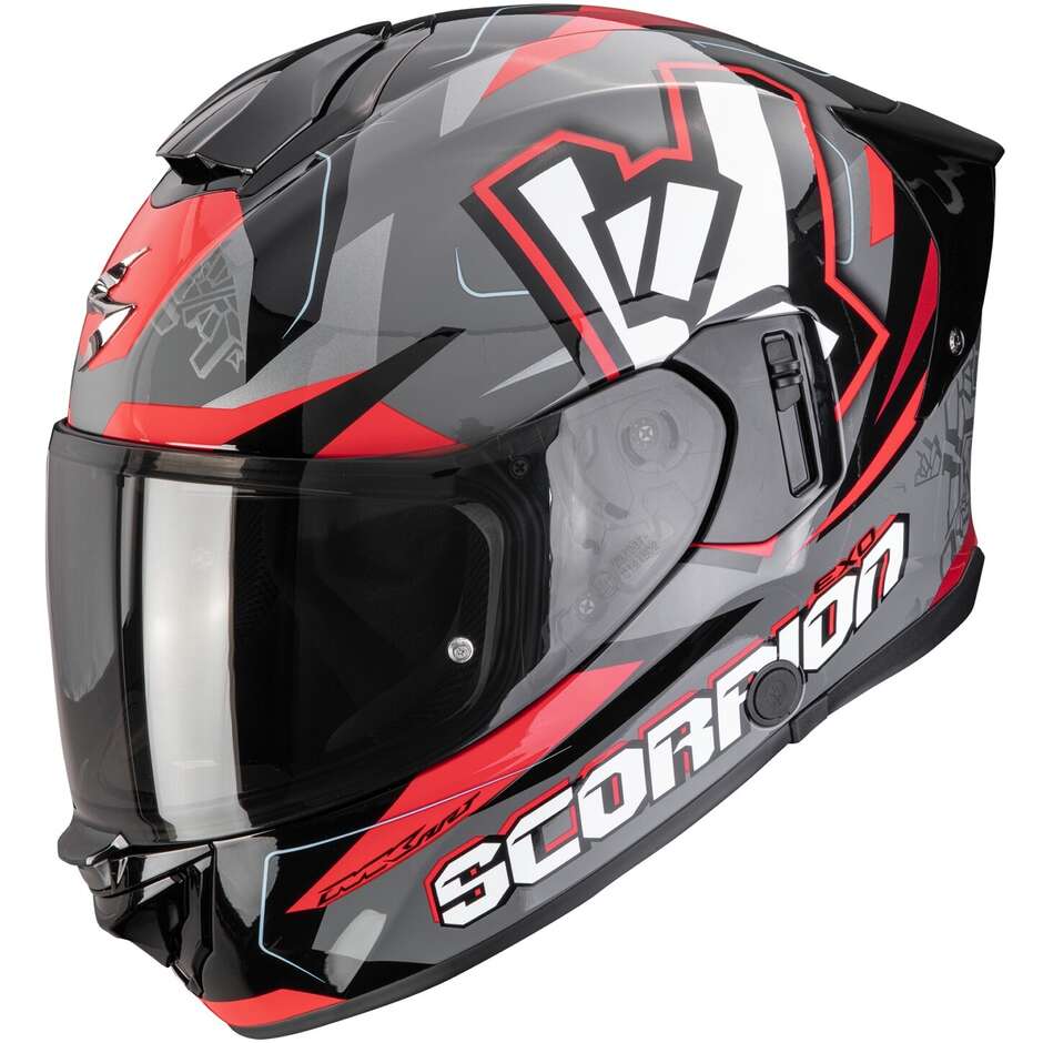 Casque moto intégral Scorpion EXO-530 AIR ROK Gris Noir Rouge