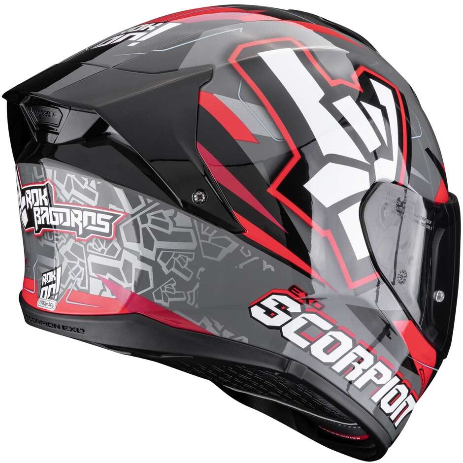 Casque moto intégral Scorpion EXO-530 AIR ROK Gris Noir Rouge