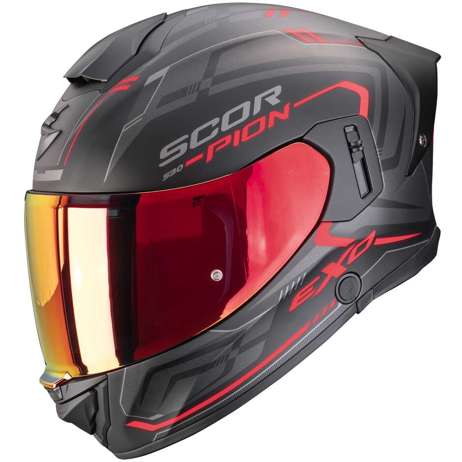 Casque moto intégral Scorpion EXO-530 AIR SLOPE Noir mat Rouge
