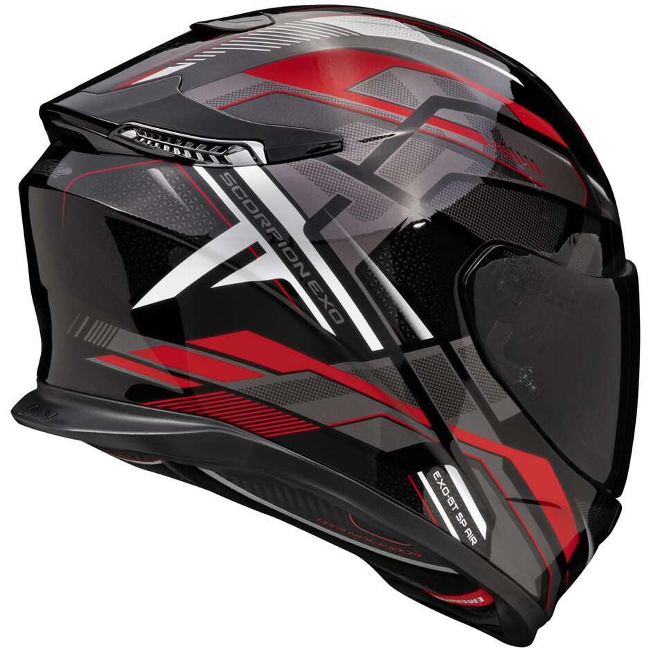 Casque moto intégral Scorpion EXO-GT SP AIR AUGUSTA noir gris rouge