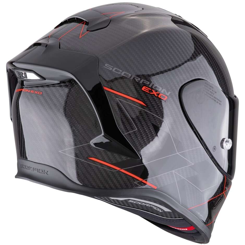Casque moto intégral Scorpion EXO-R1 EVO CARBON AIR CYNERGY noir rouge
