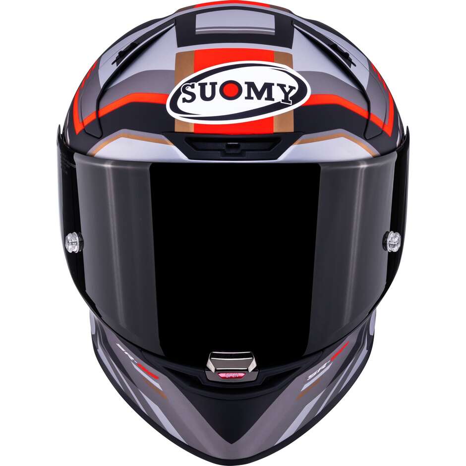 Casque moto intégral Suomy SR-GP EVO INFRARED, gris mat, rouge et noir