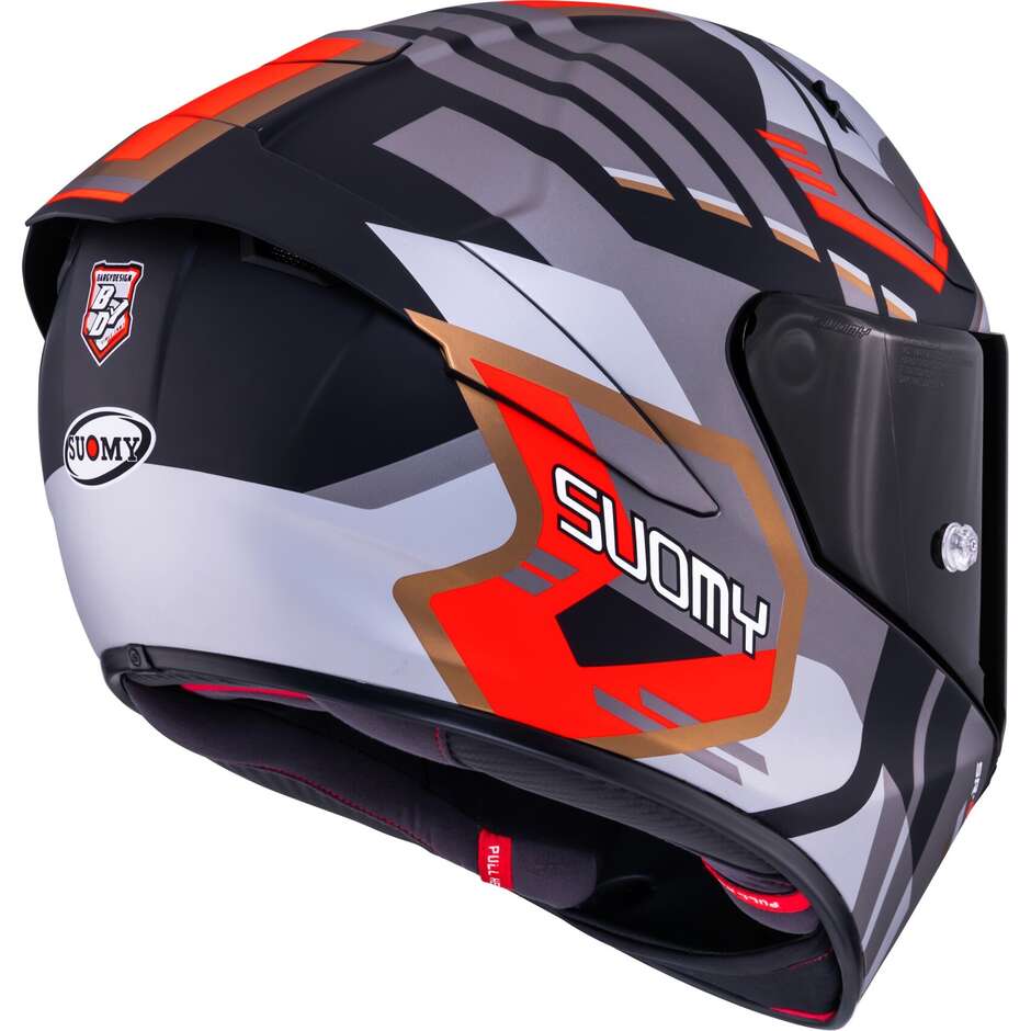 Casque moto intégral Suomy SR-GP EVO INFRARED, gris mat, rouge et noir