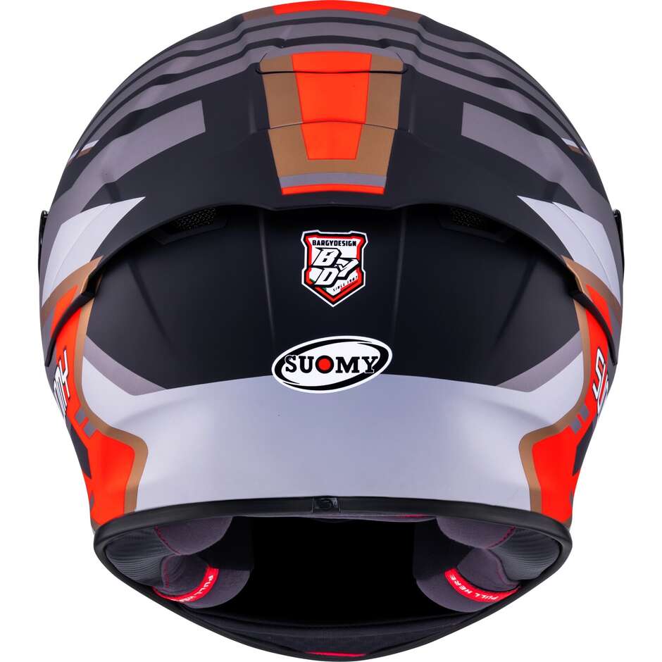 Casque moto intégral Suomy SR-GP EVO INFRARED, gris mat, rouge et noir