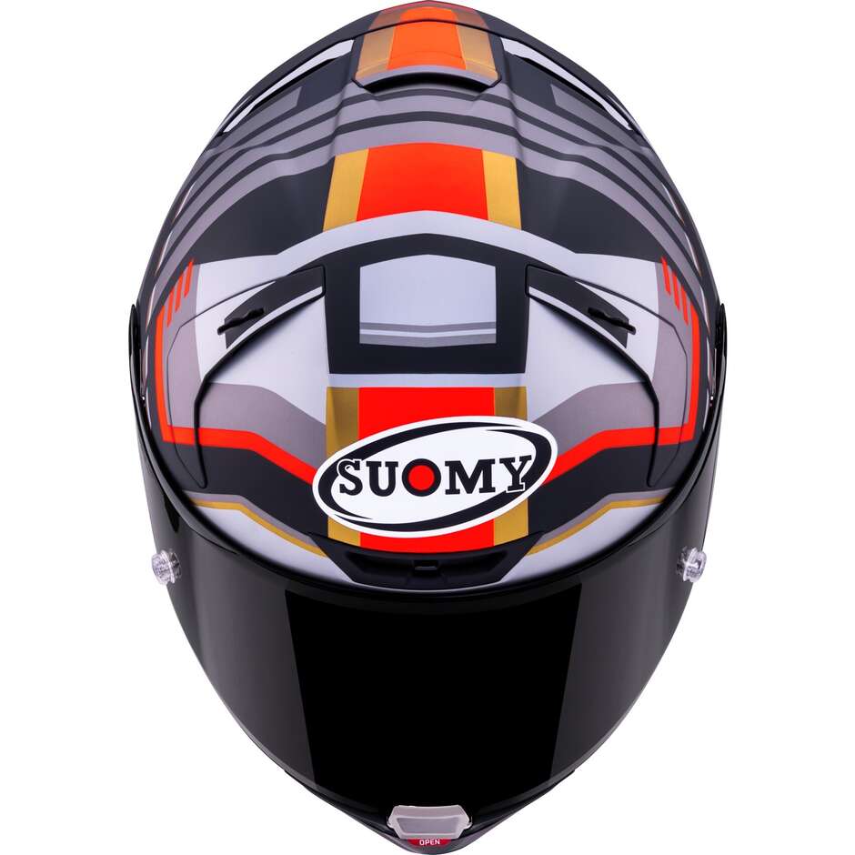 Casque moto intégral Suomy SR-GP EVO INFRARED, gris mat, rouge et noir