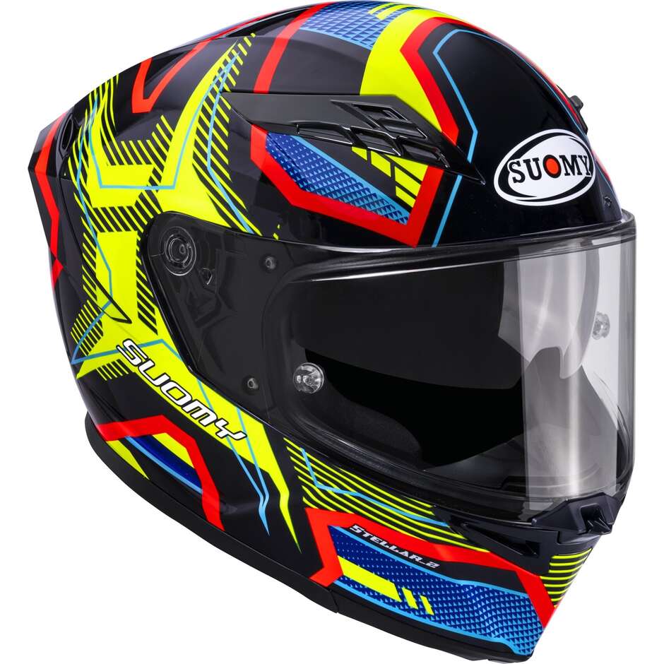 Casque moto intégral Suomy STELLAR 2 BLACKSTAR, bleu et jaune