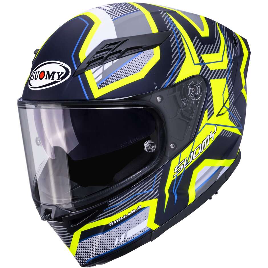Casque moto intégral Suomy STELLAR 2 BLACKSTAR noir mat jaune