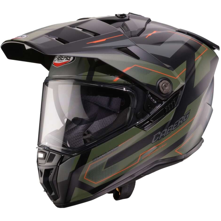 Casque moto intégral tout-terrain Caberg TANAMI RANGER noir mat vert militaire orange