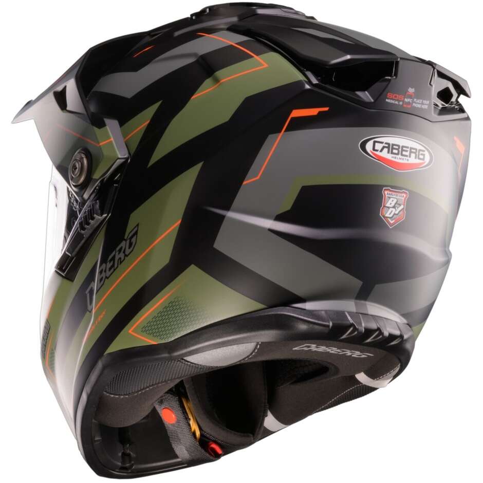 Casque moto intégral tout-terrain Caberg TANAMI RANGER noir mat vert militaire orange