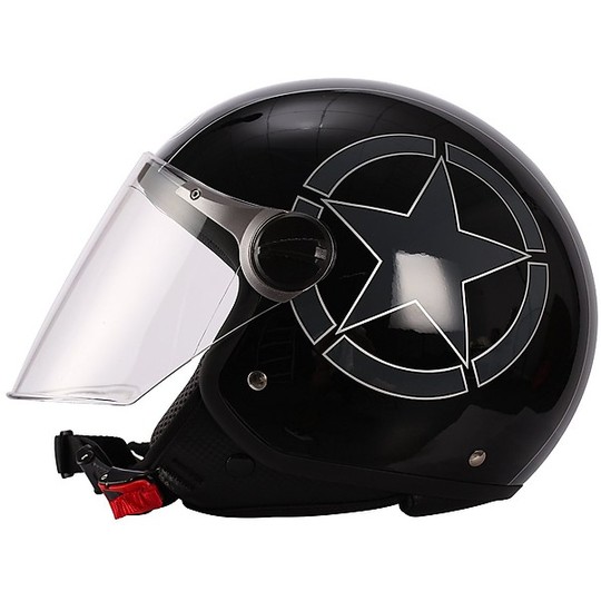 Casque moto Jer avec visière longue BHR 710 Star coloris noir