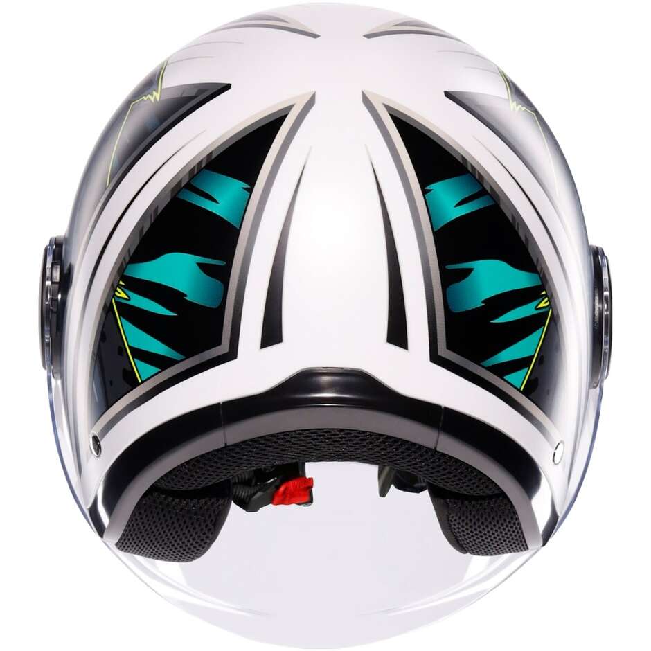 Casque Moto Jet AGV ETERES GHEPARD Blanc Mat Noir Vert